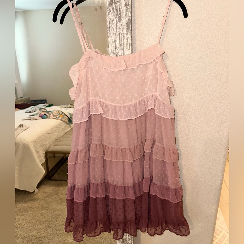 Pink Ombré Textured Mini Dress